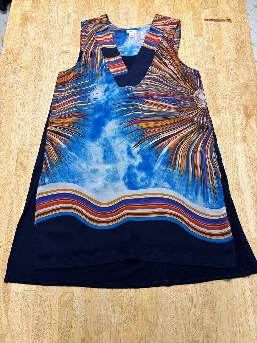 EUC Tiny for Anthropologie V-Neck Sleeveless Tunic “Shoreline” Print